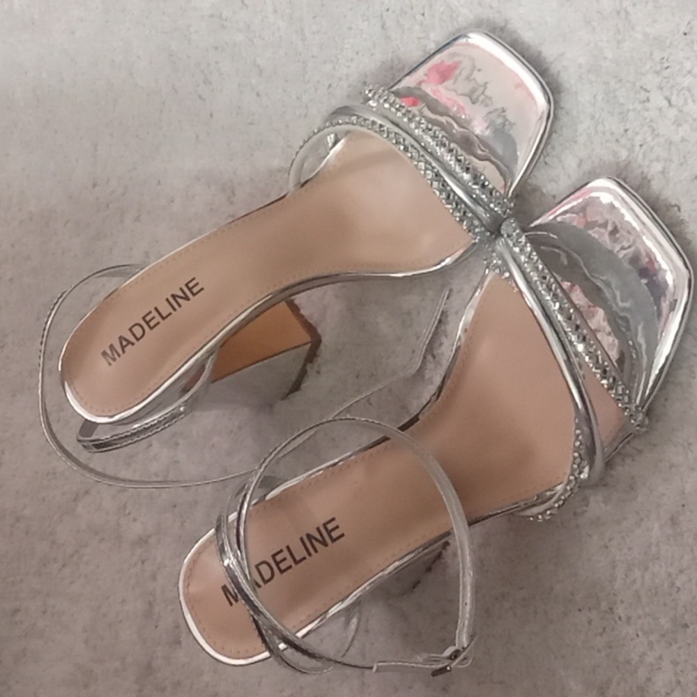 Silver Madeline heels.